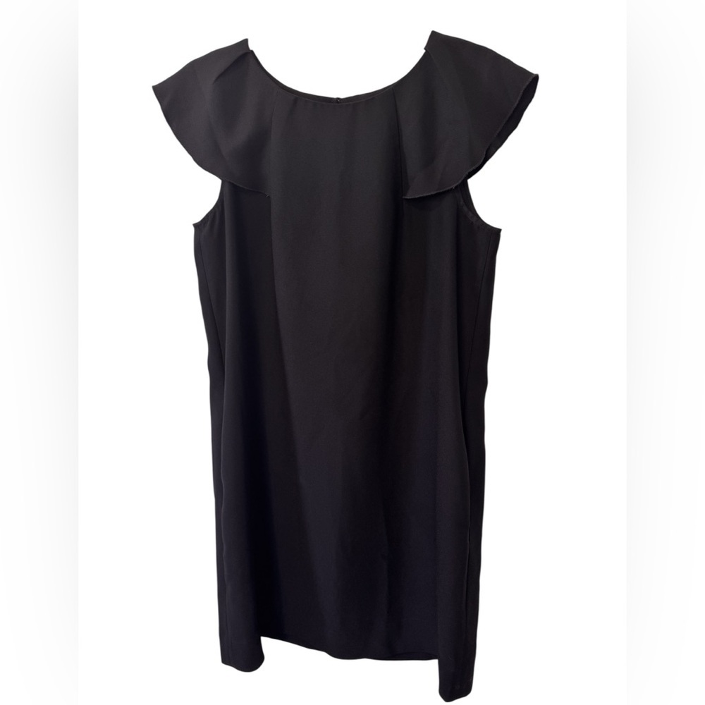 Banana Republic Black Mini Cocktail Dress Ruffle Sleeve Sz 8 PullOn Lightweight
